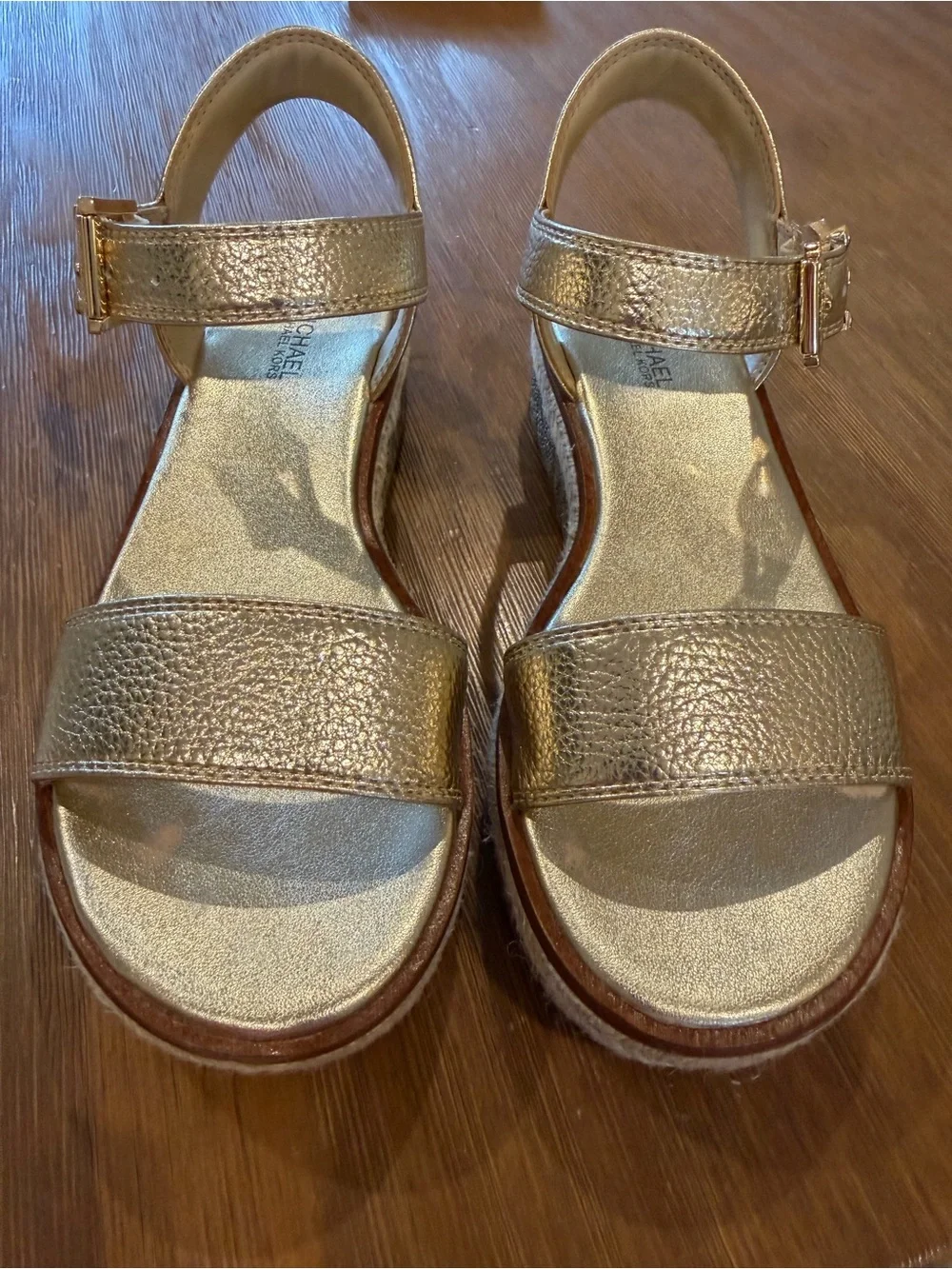 Michael Kors Metallic Gold Platform Espadrille Sandals